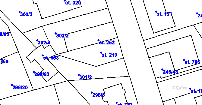 Parcela st. 219 v KÚ Horoměřice, Katastrální mapa