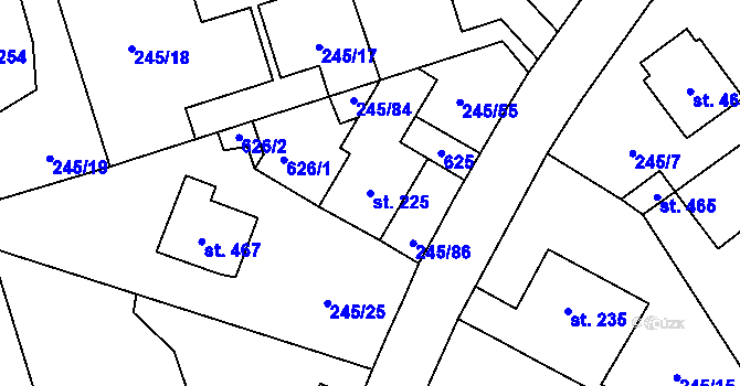 Parcela st. 225 v KÚ Horoměřice, Katastrální mapa