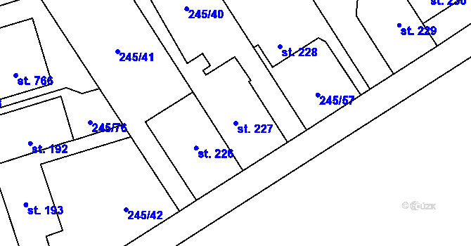 Parcela st. 227 v KÚ Horoměřice, Katastrální mapa