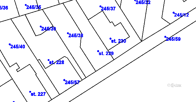 Parcela st. 229 v KÚ Horoměřice, Katastrální mapa