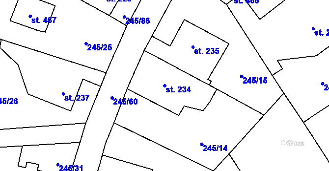 Parcela st. 234 v KÚ Horoměřice, Katastrální mapa