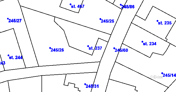 Parcela st. 237 v KÚ Horoměřice, Katastrální mapa