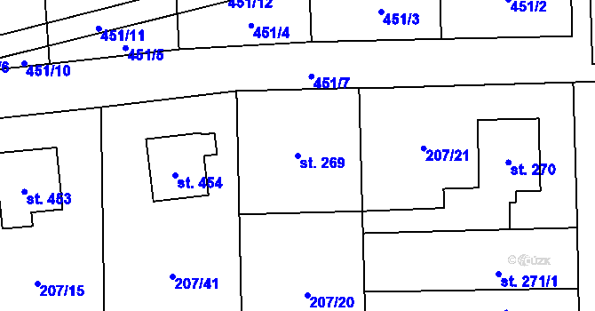 Parcela st. 269 v KÚ Horoměřice, Katastrální mapa