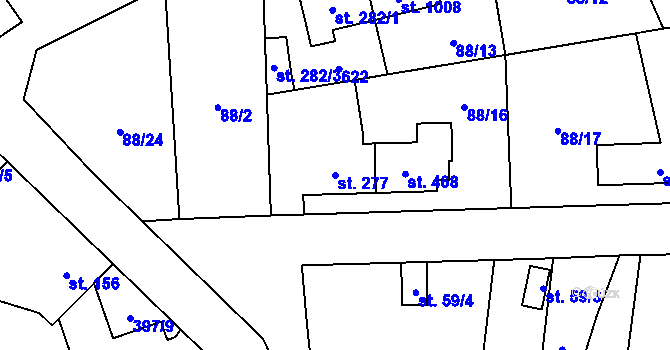 Parcela st. 277 v KÚ Horoměřice, Katastrální mapa