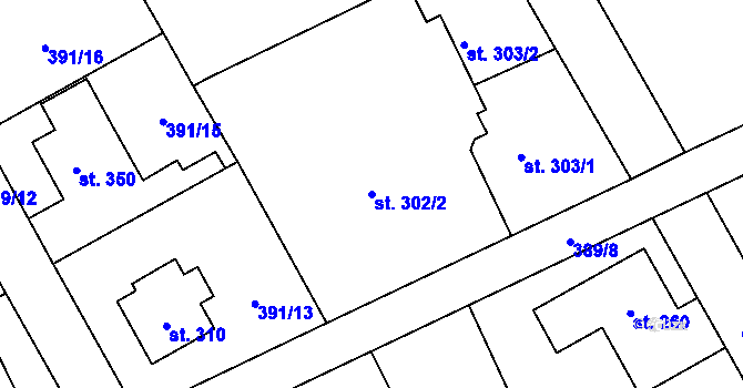 Parcela st. 302/2 v KÚ Horoměřice, Katastrální mapa