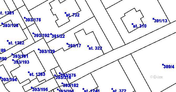 Parcela st. 322 v KÚ Horoměřice, Katastrální mapa