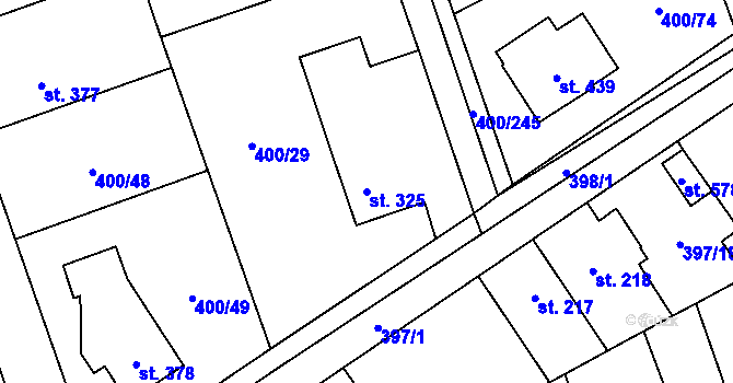 Parcela st. 325 v KÚ Horoměřice, Katastrální mapa