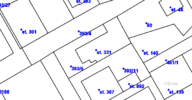 Parcela st. 331 v KÚ Horoměřice, Katastrální mapa