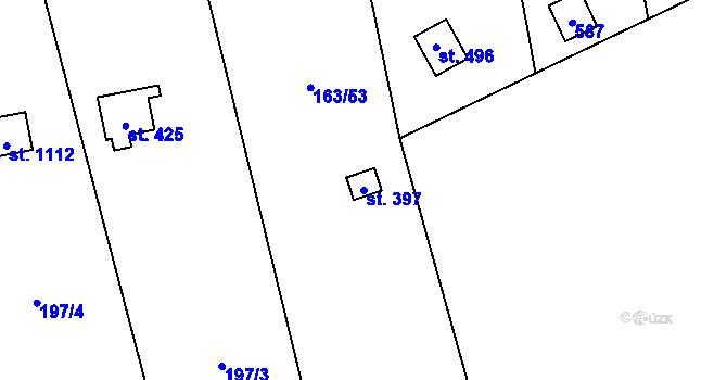 Parcela st. 397 v KÚ Horoměřice, Katastrální mapa