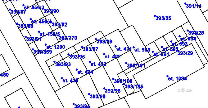 Parcela st. 432 v KÚ Horoměřice, Katastrální mapa