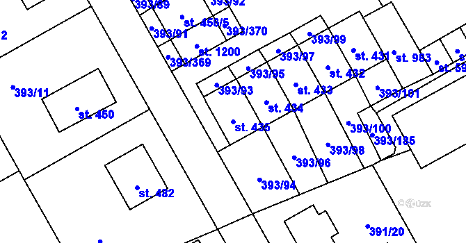 Parcela st. 435 v KÚ Horoměřice, Katastrální mapa