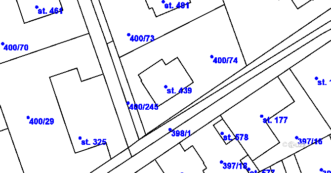 Parcela st. 439 v KÚ Horoměřice, Katastrální mapa