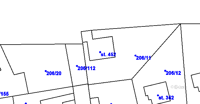 Parcela st. 452 v KÚ Horoměřice, Katastrální mapa