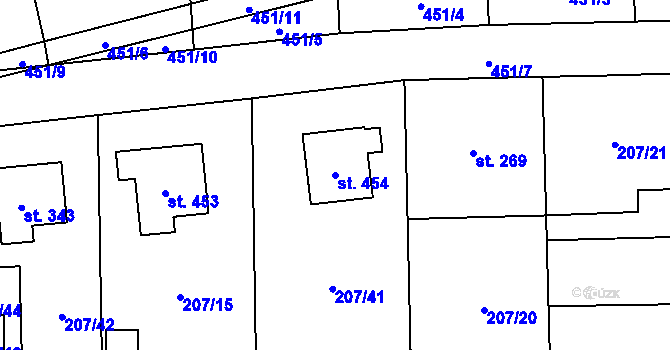 Parcela st. 454 v KÚ Horoměřice, Katastrální mapa