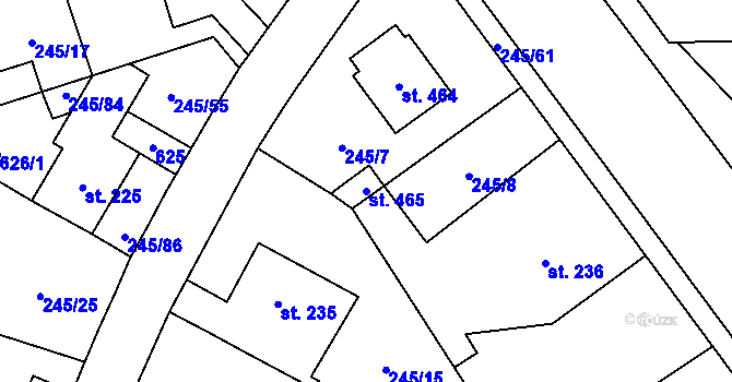 Parcela st. 465 v KÚ Horoměřice, Katastrální mapa