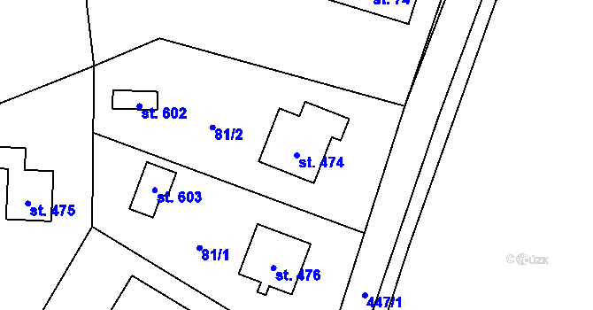 Parcela st. 474 v KÚ Horoměřice, Katastrální mapa