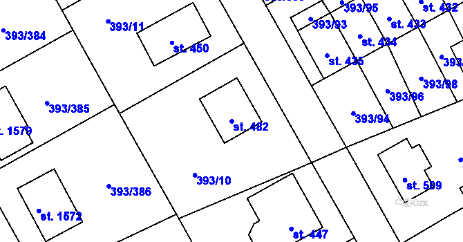 Parcela st. 482 v KÚ Horoměřice, Katastrální mapa