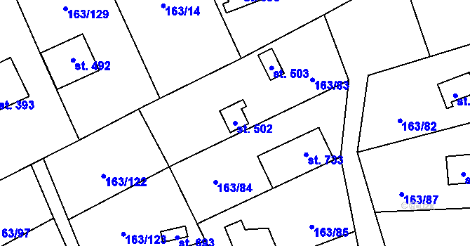 Parcela st. 502 v KÚ Horoměřice, Katastrální mapa