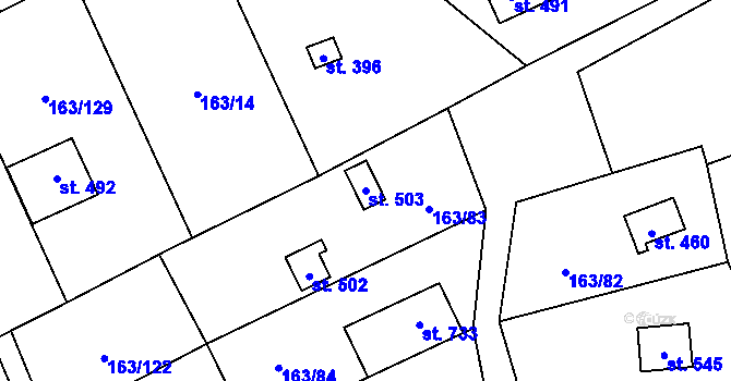 Parcela st. 503 v KÚ Horoměřice, Katastrální mapa