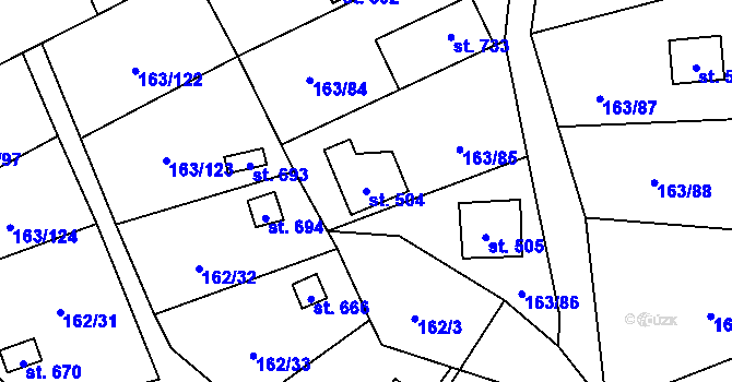 Parcela st. 504 v KÚ Horoměřice, Katastrální mapa