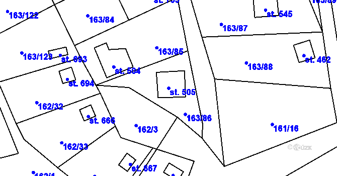 Parcela st. 505 v KÚ Horoměřice, Katastrální mapa