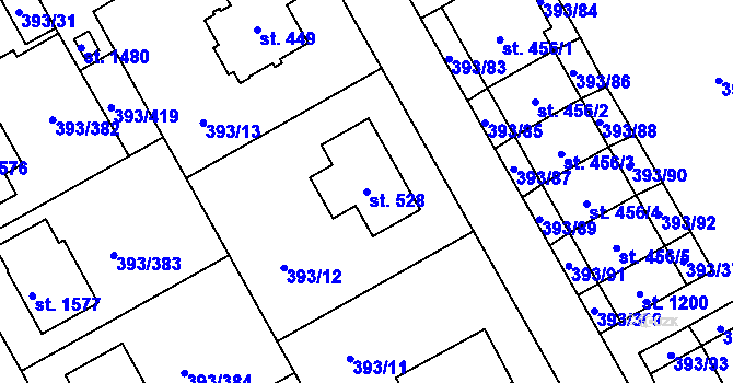 Parcela st. 528 v KÚ Horoměřice, Katastrální mapa