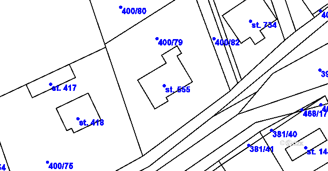 Parcela st. 555 v KÚ Horoměřice, Katastrální mapa
