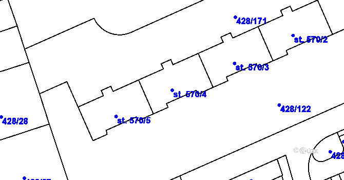 Parcela st. 570/4 v KÚ Horoměřice, Katastrální mapa