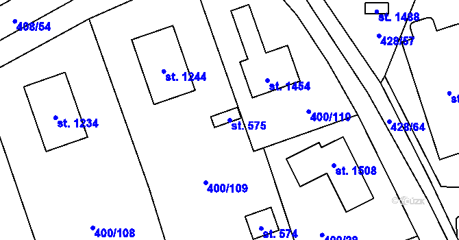 Parcela st. 575 v KÚ Horoměřice, Katastrální mapa