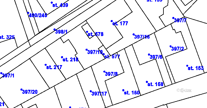 Parcela st. 577 v KÚ Horoměřice, Katastrální mapa