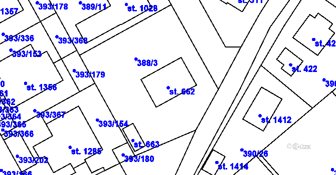 Parcela st. 662 v KÚ Horoměřice, Katastrální mapa