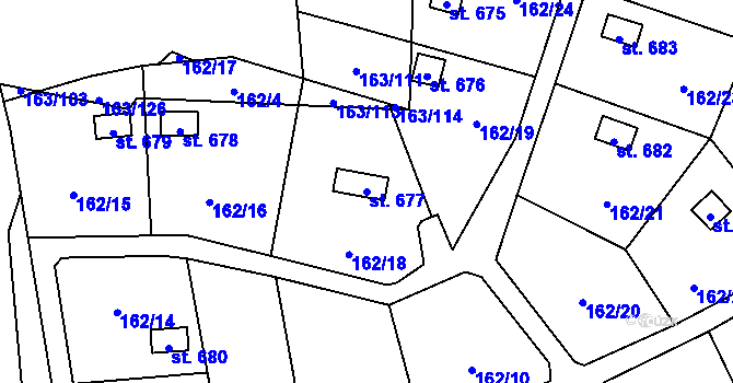 Parcela st. 677 v KÚ Horoměřice, Katastrální mapa