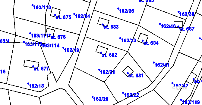 Parcela st. 682 v KÚ Horoměřice, Katastrální mapa