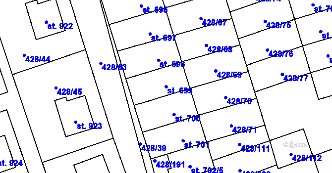 Parcela st. 699 v KÚ Horoměřice, Katastrální mapa