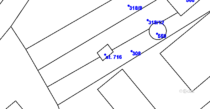Parcela st. 716 v KÚ Horoměřice, Katastrální mapa