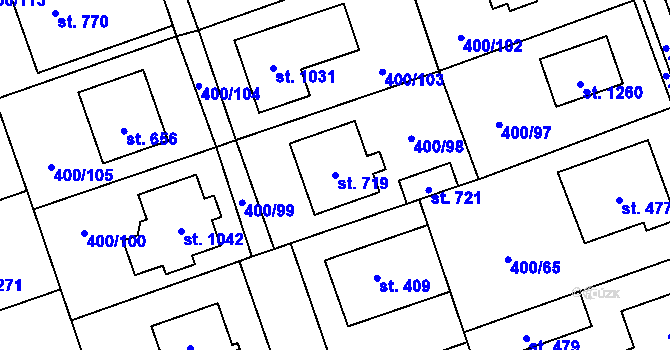 Parcela st. 719 v KÚ Horoměřice, Katastrální mapa