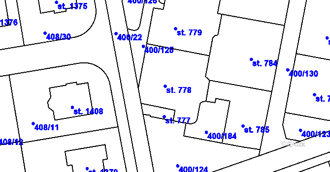Parcela st. 778 v KÚ Horoměřice, Katastrální mapa