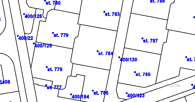 Parcela st. 784 v KÚ Horoměřice, Katastrální mapa