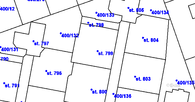 Parcela st. 799 v KÚ Horoměřice, Katastrální mapa