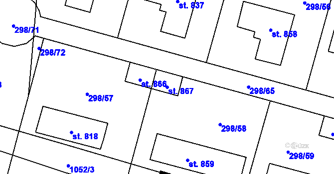 Parcela st. 867 v KÚ Horoměřice, Katastrální mapa