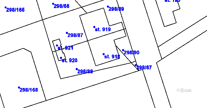 Parcela st. 918 v KÚ Horoměřice, Katastrální mapa