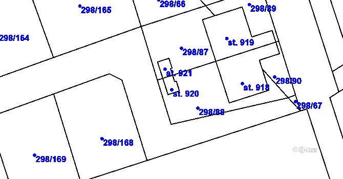 Parcela st. 920 v KÚ Horoměřice, Katastrální mapa