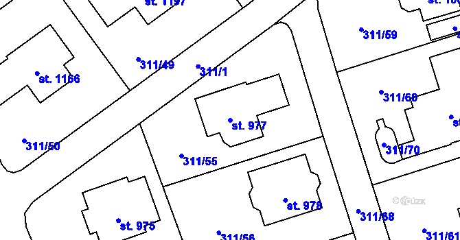 Parcela st. 977 v KÚ Horoměřice, Katastrální mapa