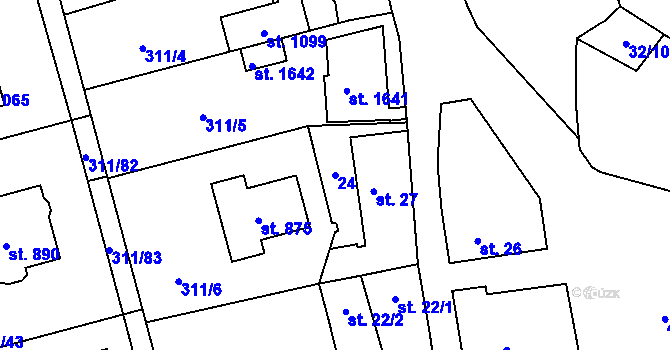 Parcela st. 24 v KÚ Horoměřice, Katastrální mapa