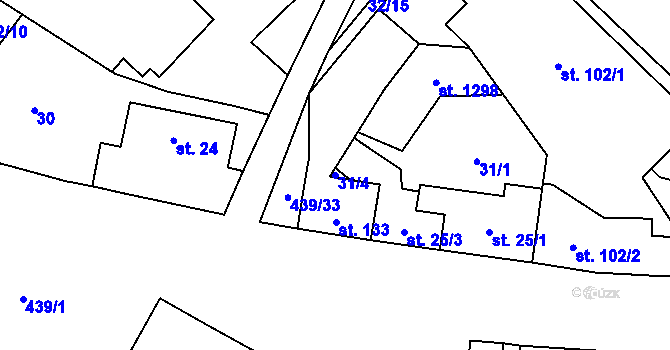 Parcela st. 31/4 v KÚ Horoměřice, Katastrální mapa