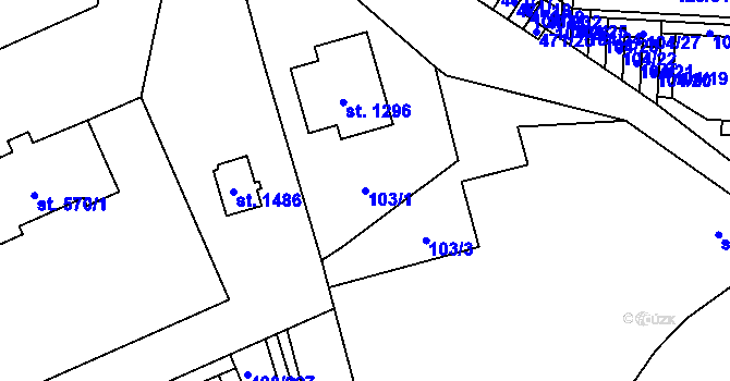 Parcela st. 103/1 v KÚ Horoměřice, Katastrální mapa