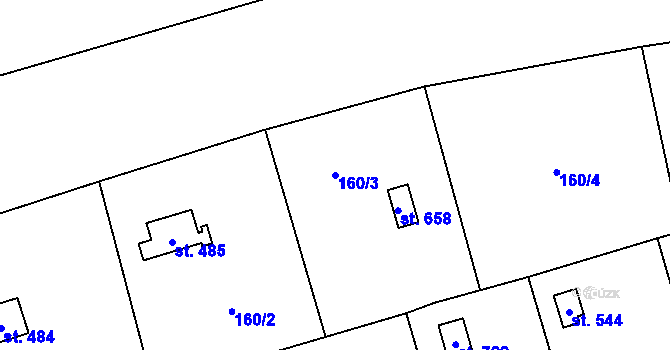Parcela st. 160/3 v KÚ Horoměřice, Katastrální mapa