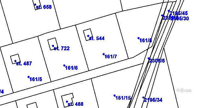 Parcela st. 161/7 v KÚ Horoměřice, Katastrální mapa
