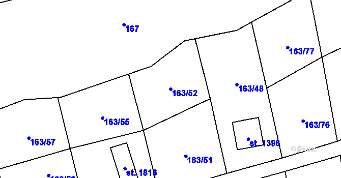 Parcela st. 163/52 v KÚ Horoměřice, Katastrální mapa