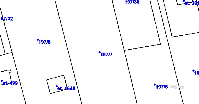 Parcela st. 197/7 v KÚ Horoměřice, Katastrální mapa